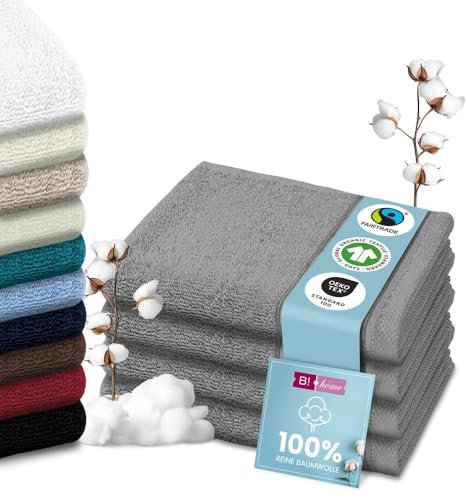 B!HOME 4er Set Premium Duschtücher [100% Baumwolle] 70x140 cm, dunkelgrau/große Handtücher Weich, Saugstark & Pflegeleicht/Badetuch Perfekt für Bad, Strand & Reisen