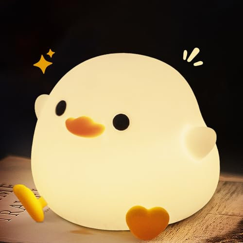 YR YRHH-PET Cute Duck Night Light, Dodo Duck Lamp, Bean Shape, LED Squishy Novelty Ducky Light, Food Grade Silicone Dimmable Nightlight, Light Up Duck Gifts, Baby Kids Nursery Room College Dorm Decor