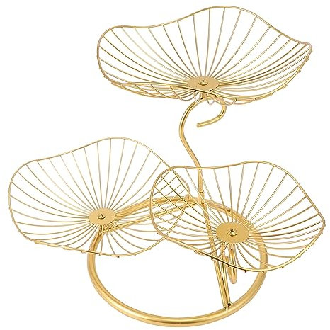 Cabilock Nordischer Stil Obstkorb Für Snacks Zarter Obstkorb Aus Eisenkunst Ausgehöhltes Obsttablett Mit Dreischichtiger Kapazität