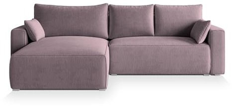Masseno Ecksofa FORIL P mit Schlaffunktion L-Form, Sofa mit Bettkasten, Wohnzimmersofa, Couch, Soffa, Bettsofa, Couchgarnitur- Lila, POSO 130
