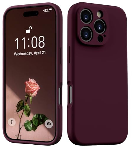 HGH Flüssig Silikon Hülle für iPhone 16 Pro Max, Weinrot | Handyhülle für iPhone 16 Pro Max Dünn Rundumschutz mit Microfiber-Innenfutter Kratzfest Schutzhülle