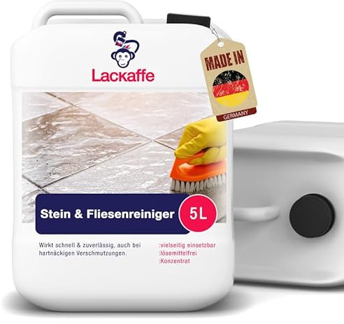 Lackaffe 5L Stein- & Fliesenreiniger Konzentrat - PH-neutral & schonend für Marmor, Granit, Terrassen - Spezialreiniger für Boden im Innen- & Außenbereich, Imprägnierung & Pflege LK-200
