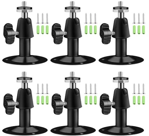 Camera Bracket Mount 6 Pcs Metal Outdoor Indoor Security Wall Mount for Oculus Sensor Arlo, Arlo Pro, CCTV Suvellicance System Metal Security Camera Bracket Mount Bracket 360° Rotation 1/4 Screw