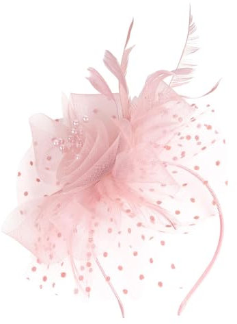 Feather Fascinator Hat with Hair Clip 1 Pcs, Dusky Pink, Ladies Fascinator Wedding Hat Easy to Wear, Not Easy to Fall Off,Elegant for Wedding, Dance Party (Pink)