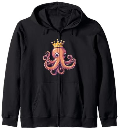Royal Octopus mostra la sua corona per ragazzi e ragazze Felpa con Cappuccio