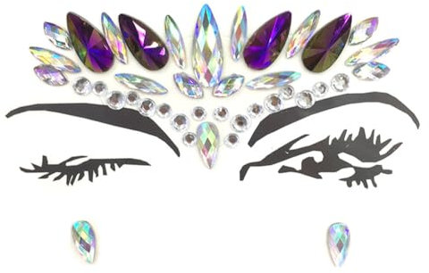 KIXZSAZ Yeux Visage Bijoux Bling Strass Autocollants géométrique sourcil temporaire Bricolage décorations Femmes Costume Festival Maquillage, Violet foncé