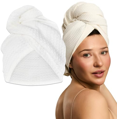 Glov Haarturban Hydroweave™ Twister Weiß Schnell Trocknen Feuchtigkeit Absorbieren Frizz Reduzieren Elastisch Vielseitig für Alle Haartypen Pflegeleicht Sanft und Sicher