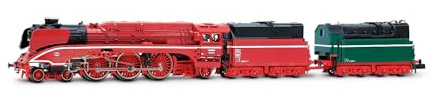 ARNOLD HN2664 DR, steam locomotive 18 201, fuel tender, red with add. green tender, ep. V Locomotive - Steam
