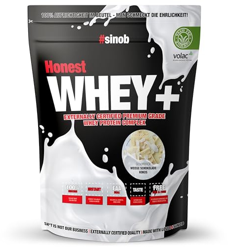 #sinob Honest Whey White Chocolate Cocos 820 g | Whey Protein Pulver | Aus irischer Weidemilch | Mit Sonnenblumenlecithin statt Sojalecithin