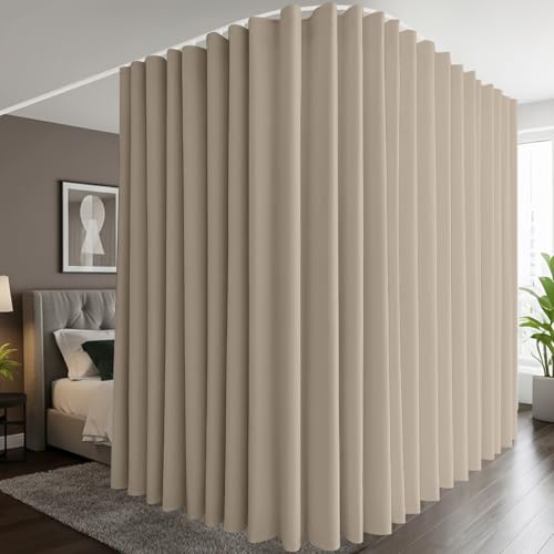 Lapalife Extra Breite Raumteiler Vorhänge B254xH213,Deckenmontage Auf Schienen Raumtrenner Gardinen, Vorhang Raumteiler Blickdicht Sichtschutz,Balkon Wohnzimmer Schlafzimmer Büro Divider