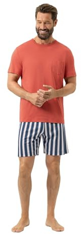 Mey Nachtwäsche Serie Bold Coral Stripes Herren Schlafanzüge kurz Coral Island (M)