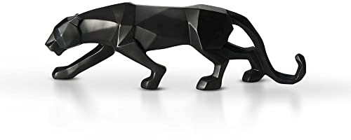 Swadeshi Desire Moderne geometrische Jaguar-Skulptur mit schwarzem Panther, Schaustück, Tierfiguren, dekorativer Artikel für Heimdekoration (26 x 6,5 x 8,5 cm) (Harz)