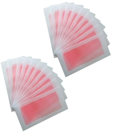Bandes de Cire Dépilatoire 20pcs Rose, Adhérence Ferme, Découpables | Papier Ciré Jetable, pour Joues et Sourcils, Retire le Poil à Racine, Lingettes