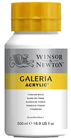 Winsor & Newton 2150644 Galeria Acrylfarbe, hohe Pigmentierung, lichtecht, buttrige Konsistenz, 500 ml Topf - Titanweiß