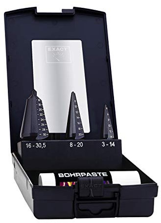 Exact Blechschälbohrer Satz, 3-14/4-20/16-30,5mm + Bohrpaste, HSS, TiAlN-Beschichtung