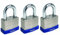 Sterling LPL443 Laminado de Doble Bloqueo de 40 mm con Todos los candados con Llave Igual, Cromo y Azul, 40mm, Set de 3 Piezas