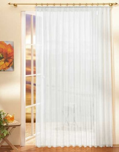 Gardinen Store Voile mit Kräuselband, 120x450, Weiß, 610011