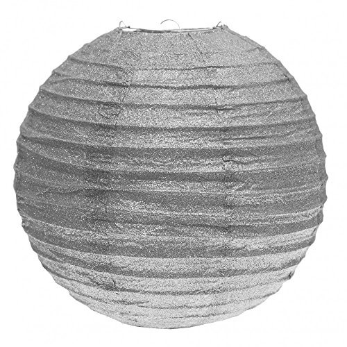 Unbekannt Lampion Ø30cm Glitzer Gold Silber Party Deko Silvester Weihnachten, Farbe:Silber