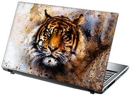 TaylorHe Pellicola adesiva vinilica per notebook con monitor da 15- 15,6, con motivo colorato, effetto pelle laminata, realizzata in Gran Bretagna Tigre Colore Splash 40 cm