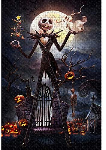 Jigsaw Puzzle 1000 Piece Wooden Puzzle Halloween Picture Family Decorations, Unique Birthday Present Suitable for Teenagers and Adults