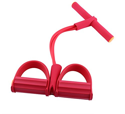 Bike Trainer Leg Exerciser Sportgerät Pedal Fußpedal Zugseil Trainingsbänder Fahrradtrainer Ziehen Sie hochfesten Widerstand nach Oben Krafttraining Fitness Yoga Crunches (rot)
