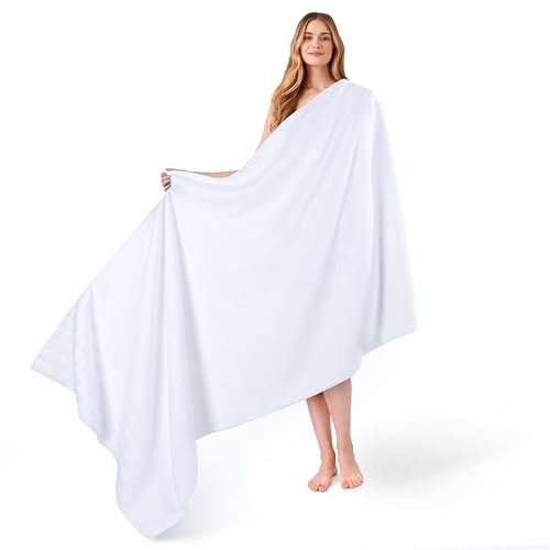 American Soft Linen - Toallas de baño tamaño Extragrande 89 x 178 cm, 100% algodón Turco, Toalla para baño, Playa y Piscina, Color Blanco