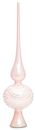 SIKORA SP6 Highlights Christbaumspitze aus Glas mit Glitzer Verzierung 2 Größen, Farbe:Rosa, Größe:H ca. 33 cm (für Bäume von ca. 170 bis 240 cm)