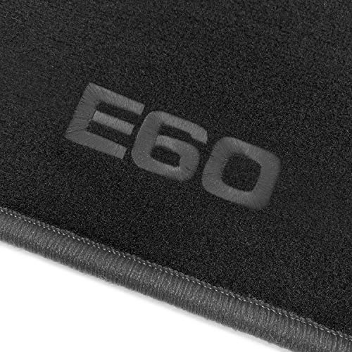 online-fussmatten OFM-Q300_E60-501 Passform Velours-Fußmatten mit Bestickung E60 und Rand in Dunkelgrau