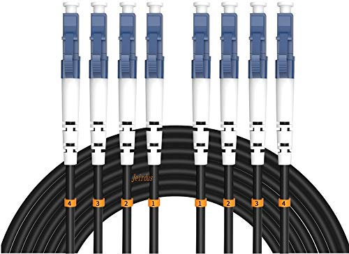 Jeirdus 5 metros 15 pies LC a LC al aire libre blindado 4 núcleos 9/125 SM cable de fibra óptica puente cable de conexión óptico monomodo LC-LC