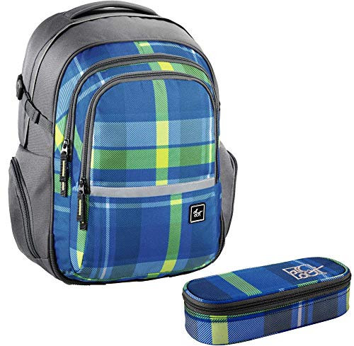 Primus-Versand WOODY BLUE - ALL OUT HAMA Filby RUCKSACK SCHULRUCKSACK-Set 2tlg. mit SCHLAMPERETUI
