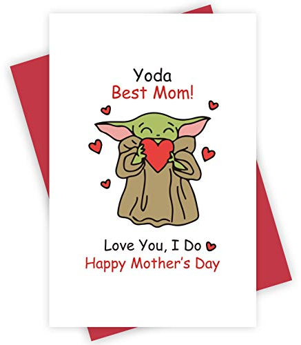 Süße Yoda Best Mom Karte, einzigartige Muttertagskarte, süße Geburtstagskarte für Mutter