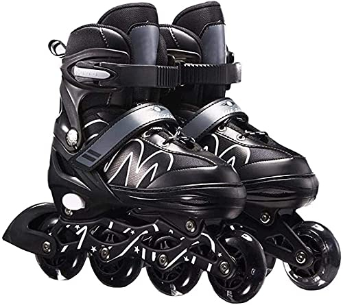 SKLOER einstellbare Inliner-Skates für Kinder Anfänger, 2 in 1 Inliner und Schlittschuhe mit Bremsen, Fitness-Inline-Skates, Unisex-Schwarz_S (26-33)
