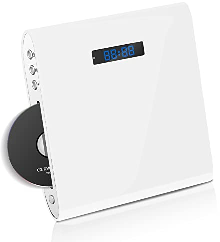 Famishow Slot in DVD Player for TV, All Region Free, 1080P HD, USB Input, Remote & AV/HDMI Cables, Wall Mountable (White)