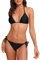Halcurt Neckholder Top Badeanzug Damen Badeanzug Triangel Bikini Sets Schwarz M