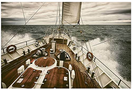 Leinwand-Kunstdruck, Segelboot, Kunstwerk, Boot, über dem Meer, Wandkunst, Gemälde, moderner Bilddruck, ungerahmt für Wohnzimmer, Esszimmer, Schlafzimmer, Badezimmer, Heimdekoration, 50.8x76.2 cm