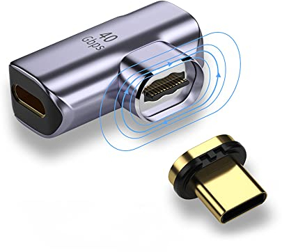 NFHK Magnetic Connector 40Gbps USB4 Type C Male to Female 90 Degree Left Right Angled 100W Power Data 8K Video Adapter for Laptop Phone