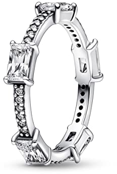 PANDORA Timeless Rechteckige Steine Funkelnder Pavé-Ring in Sterling-Silber mit Cubic Zirkonia Timeless Collection, Größe 54, 192397C01-54