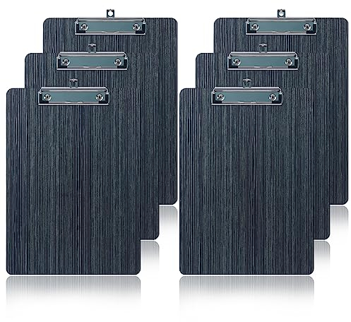 GUOKOFF Klemmbrett A5, 6 Stück Klemmbrett Holz, Hartplatten Klemmbrett A5 mit Gummierter Metalklemme, Schreibbrett Pad Halter Clipboard DIN A5, Schwarz