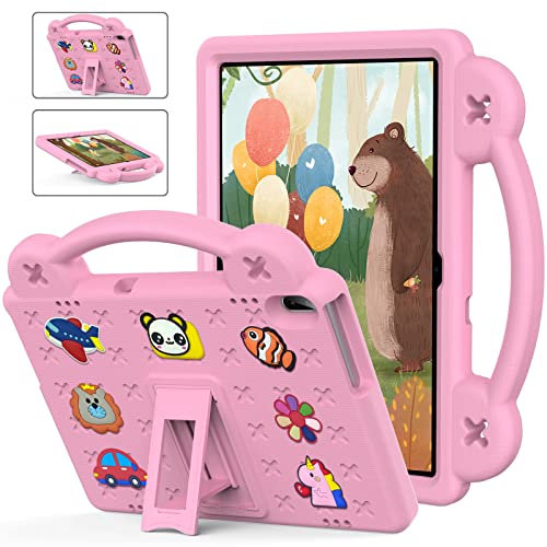 Funda para tablet Lenovo Smart Tab M10 HD / P10 / M10 10.1 pulgadas TB-X505F/X505L X705F X705L X605F Kids Friendly DIY Cartton Doll con Kickstand Ligero EVA Funda de silicona a prueba de golpes Rosa