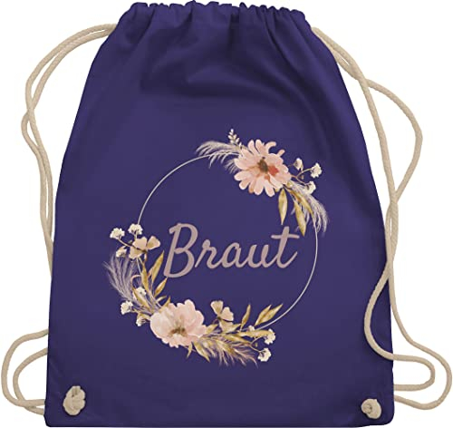 Turnbeutel Rucksack - JGA Junggesellenabschied Frauen - Braut Bride - Unisize - Lila - brautbeutel brauttaschen bachelorette party blumen stoffbeutel brauttasche junggesellinnenabschied outfit