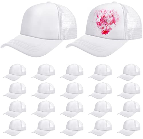 Vabean 24 Stück Sublimations-Trucker-Mützen, blanko, Netzkappe, Weiss/opulenter Garten, Einheitsgröße