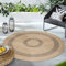 HomebyHome In & Outdoor Teppich Wetterfest Rund 160 cm Schwarz, Sisal und Jute Optik - Wasserfest für Balkon, Küche, Camping, Garten, Terrasse - Waschbare Bordüre Design