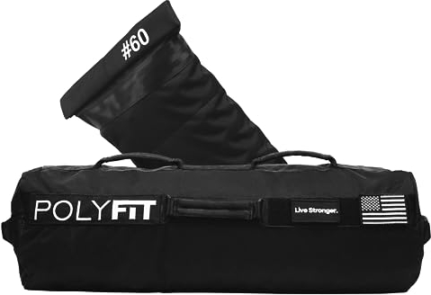Polyfit Sandbag Pro – Workout-Sandsack mit dreifachem Klettverschluss und verstärktem Nylon-Gurtband – Schwarz – 27,2 kg