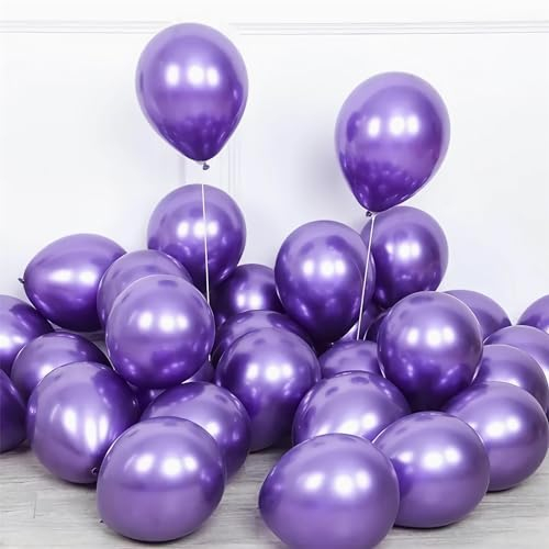 luftballons metallic Lila 100 Stück, 12zoll/30cm Helium Luftballons Geburtstag, Helium Ballons Geburtstag, Regenbogen Luftballons Für Geburtstagsdeko, Luftballons Hochzeit