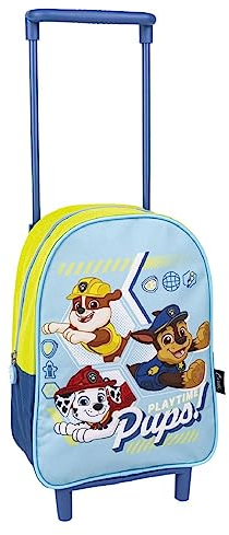 PAW PATROL Rucksack mit Rollen, Chase Marshall und Rubble Design Schultasche, Kinder-Trolley-Rucksack, Reiserucksack, Geschenk für Kinder