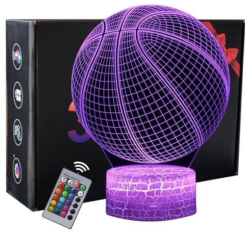 INTUPGD Basketball Nachtlicht für Kinder, 3D Licht Lampe 16 Farbändernde mit Fernbedienung, Geschenke Geburtstag Schlafzimmer Dekor Lampe