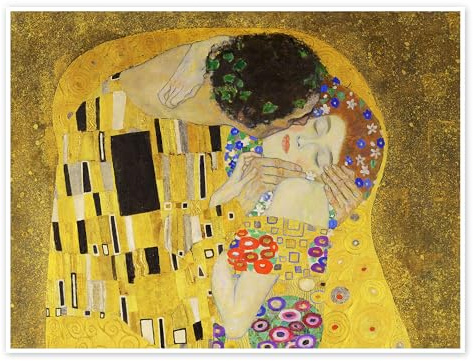 Posterlounge Der Kuss (Detail) III Poster | 120 x 90 cm von Gustav Klimt Gelb Wandbilder Wanddeko