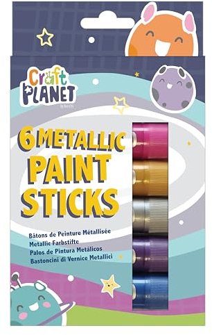 Craft Planet Metallic-Farbstifte, 6 waschbare Malstifte für Kinder, verschiedene Metallic-Farben, perfekt für Kinder, Kleinkinder, Babys, Fingermalerei, Poster-Kunst, Handabdrücke, Basteln und
