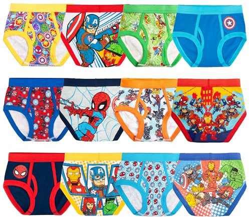 Marvel Boys' Toddler Spiderman Friends Exclusive 12-pk Avent Box Perfect for Gifting & Potty Training, 12-Pack Superhero Adventures Brief, 2-3 Years (Pack of 12)
