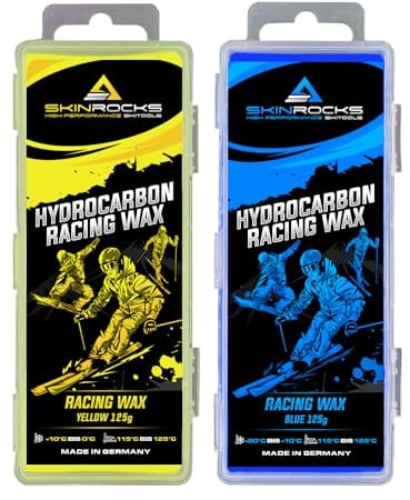 SkinRocks Hydrocarbon Racing Wachs Ski Langlauf Snowboard Wax Mix Blue-Gelb 250g